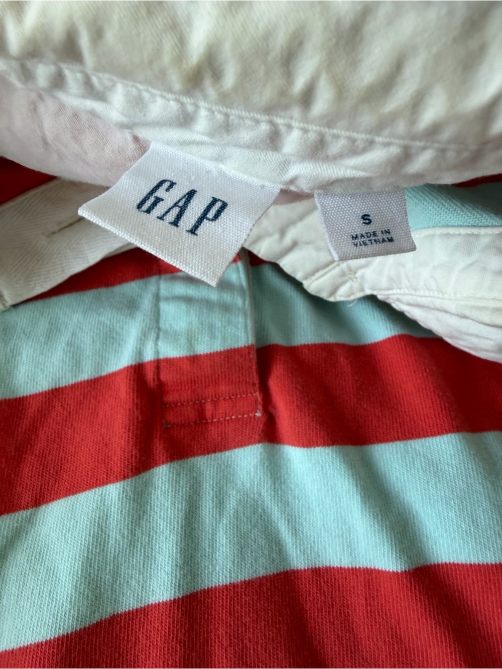 GAP Red & Aqua Striped Polo Shirt